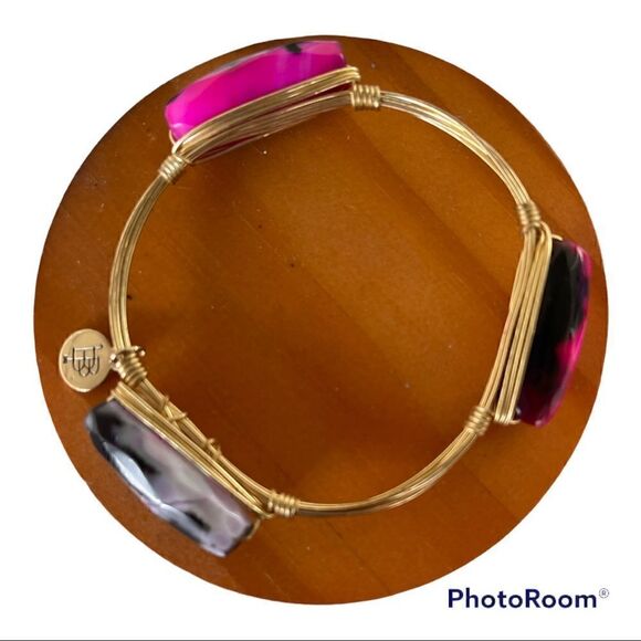 𝅺BAUBLEBAR handcrafted beautiful triple stones with gold wire bracelet - Picture 1 of 5